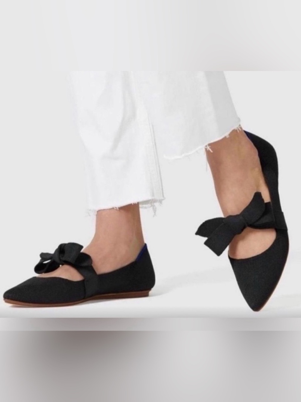 Rothy's Black Bow Pointed Mary Jane Flats - Women's size 7